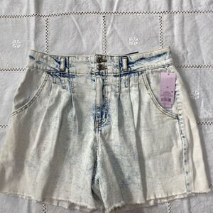 80s Style Acid Wash Button-fly High-rise Shorts